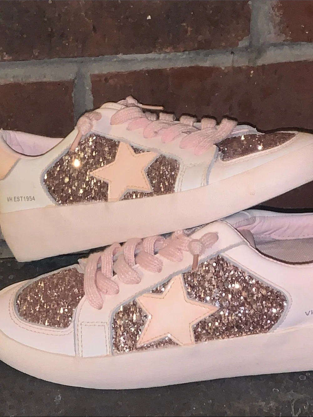 Vintage Havana Pink Glitter Star Platform Sneakers